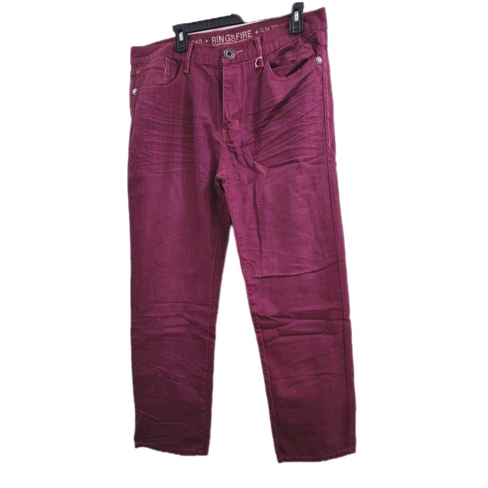 Y2K Sz 36X30 Men’s Jeans Slim Straight Leg Street Wear Hip Hop Ring Of Fire